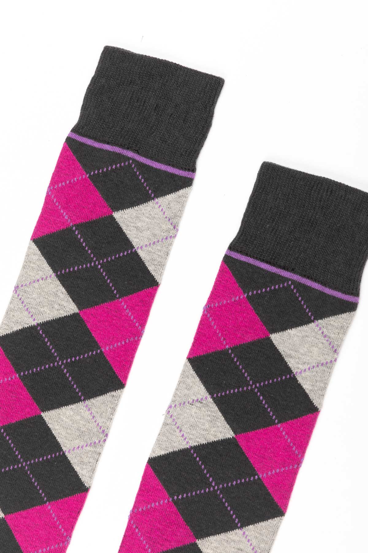 Dark Grey - Ladies Argyle Knee High Riding Socks