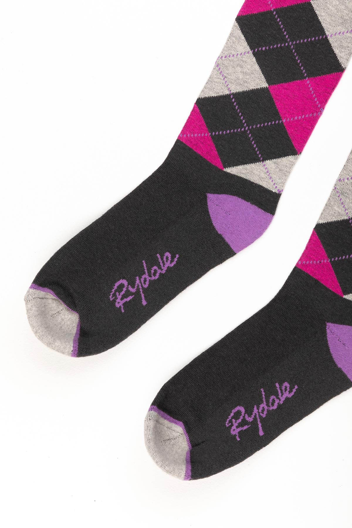 Dark Grey - Ladies Argyle Knee High Riding Socks