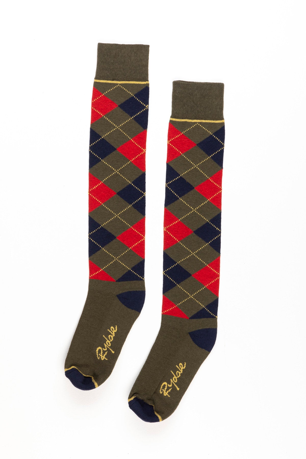 Olive - Ladies Argyle Knee High Riding Socks