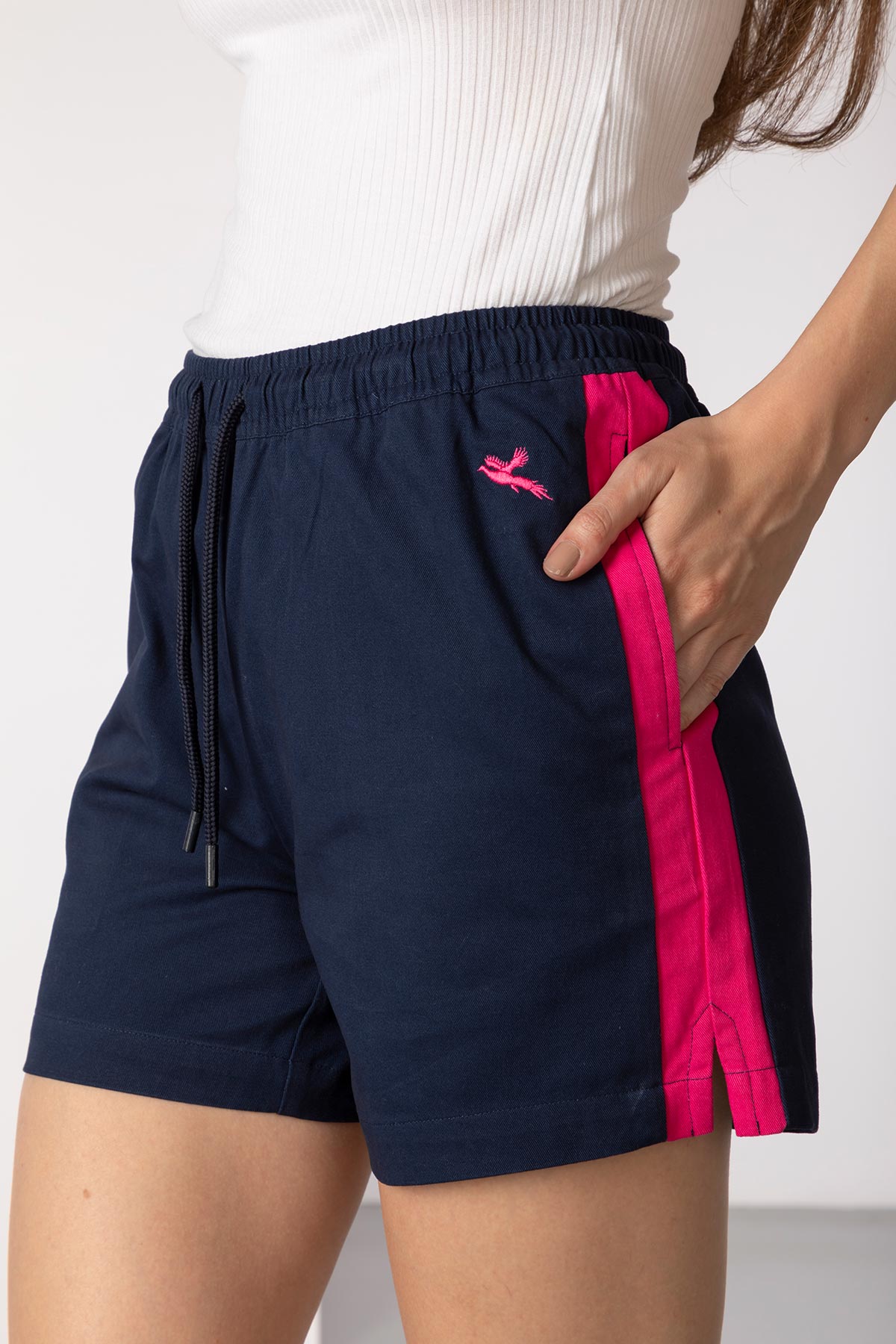 Navy/Bonbon - Ladies Cotton Shorts - Kirby
