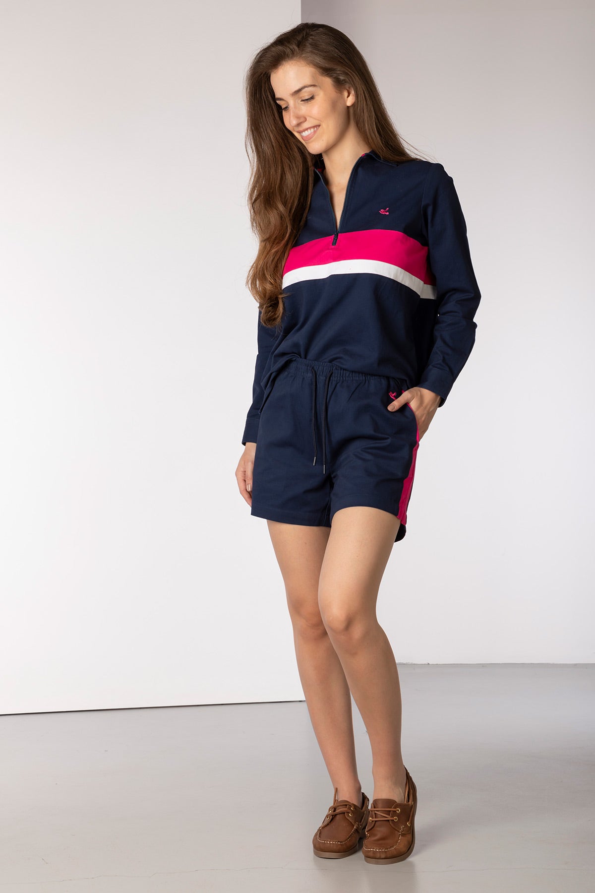 Navy/Bonbon - Ladies Cotton Shorts - Kirby