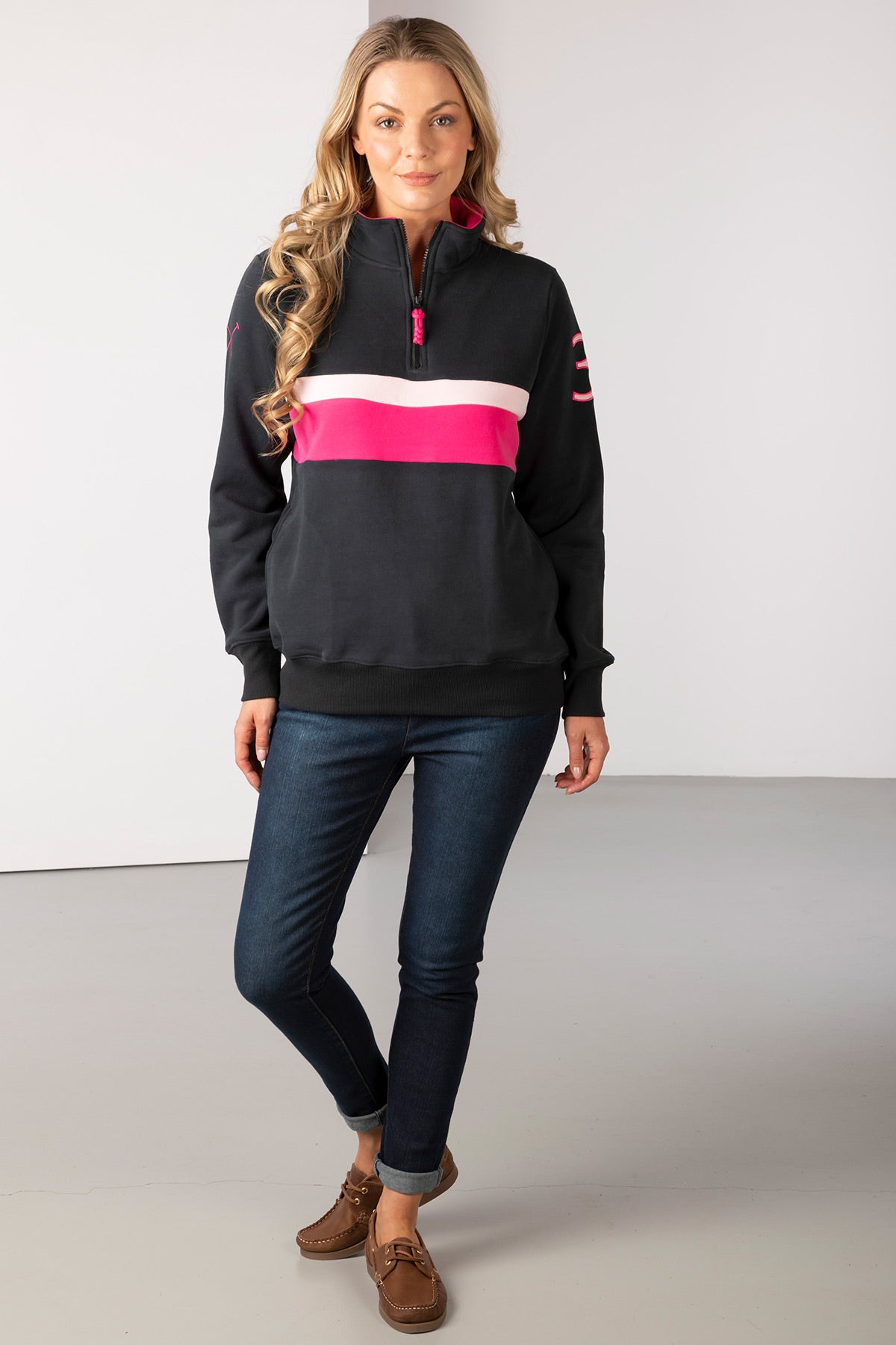 Black/Bonbon - Ladies Stripe Sweatshirt - Bramham