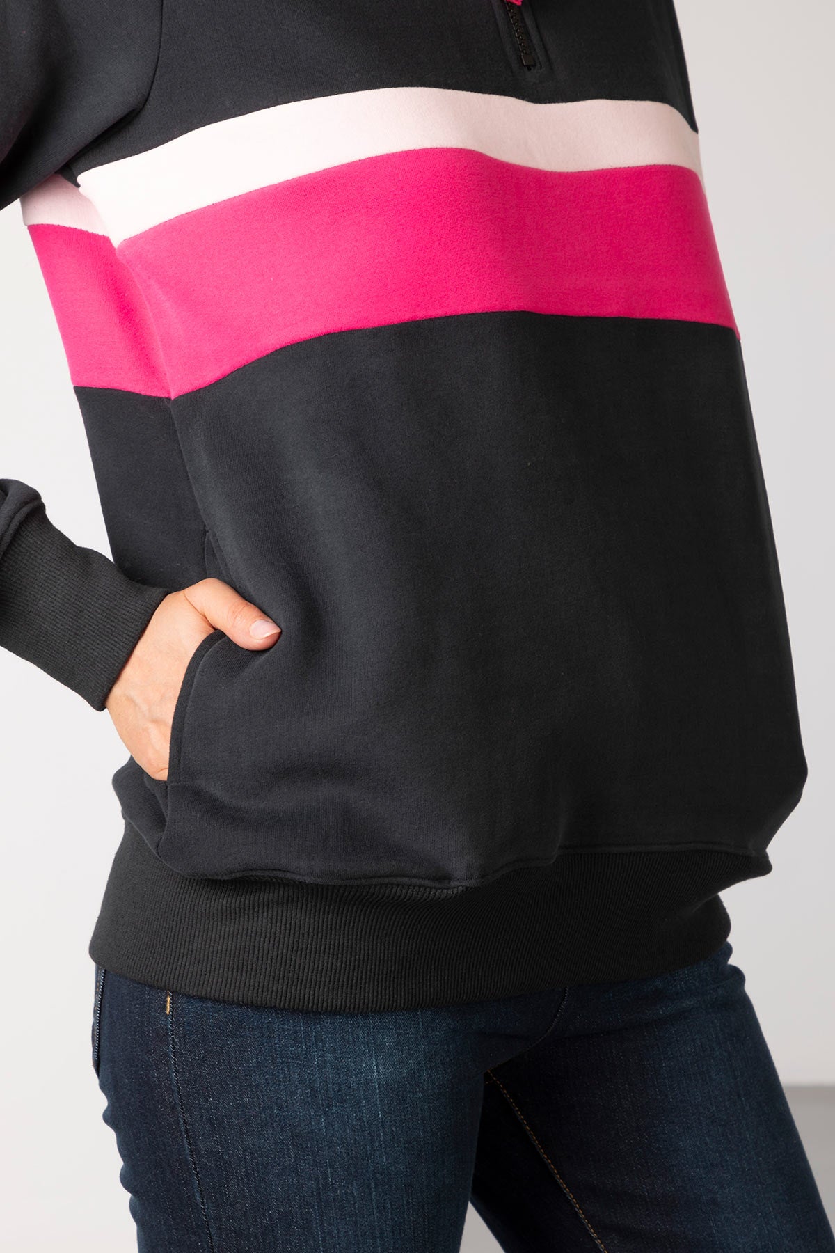 Black/Bonbon - Ladies Stripe Sweatshirt - Bramham