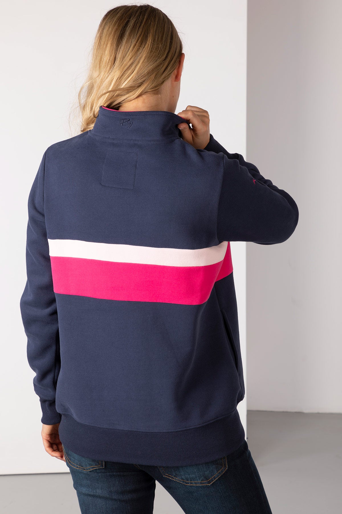 Navy/Bonbon - Ladies Stripe Sweatshirt - Bramham
