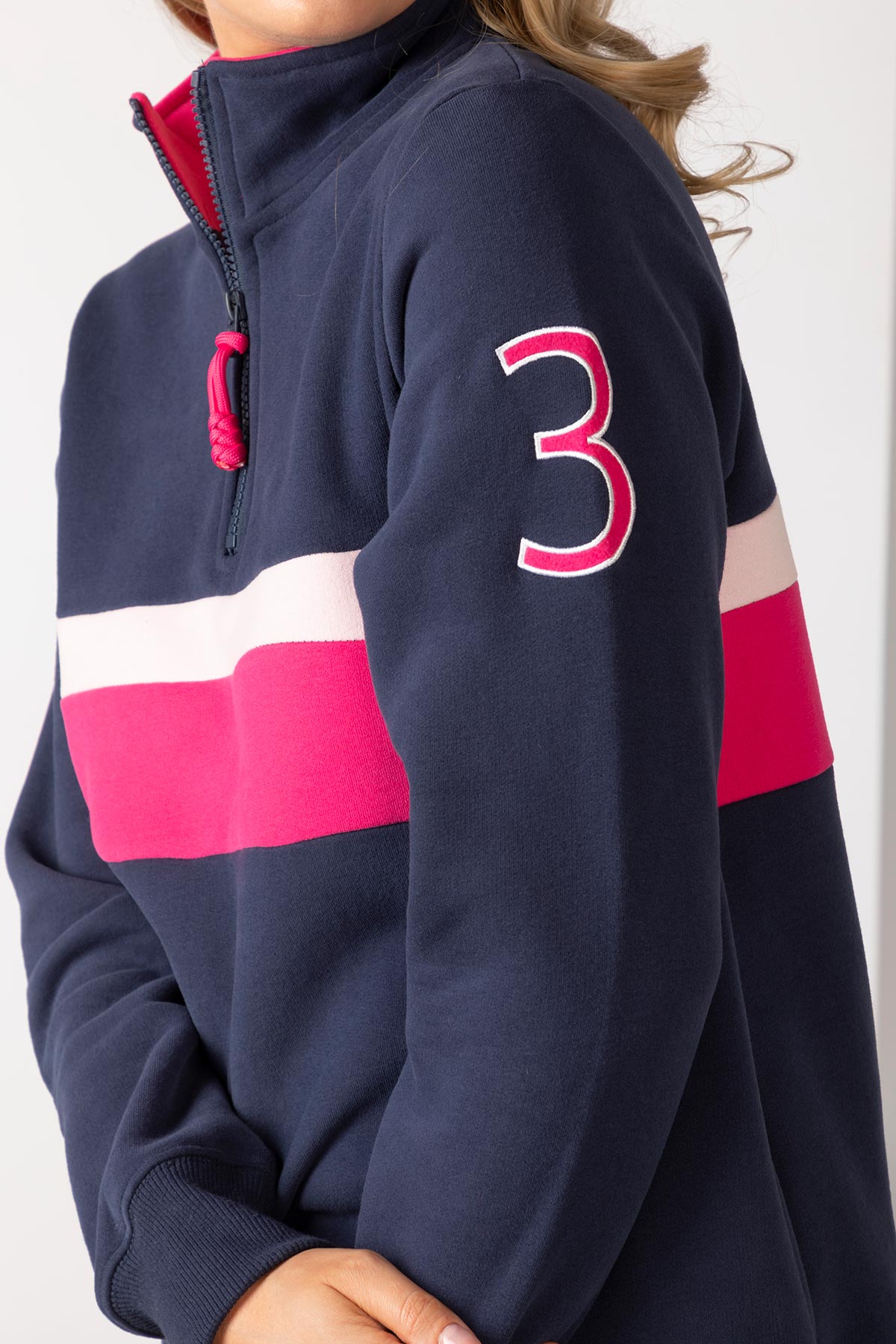 Navy/Bonbon - Ladies Stripe Sweatshirt - Bramham