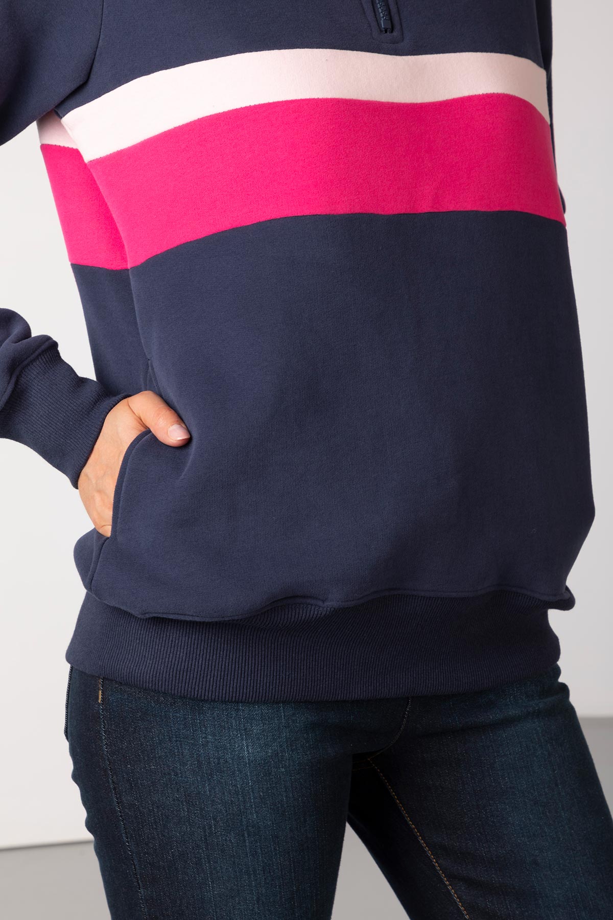 Navy/Bonbon - Ladies Stripe Sweatshirt - Bramham