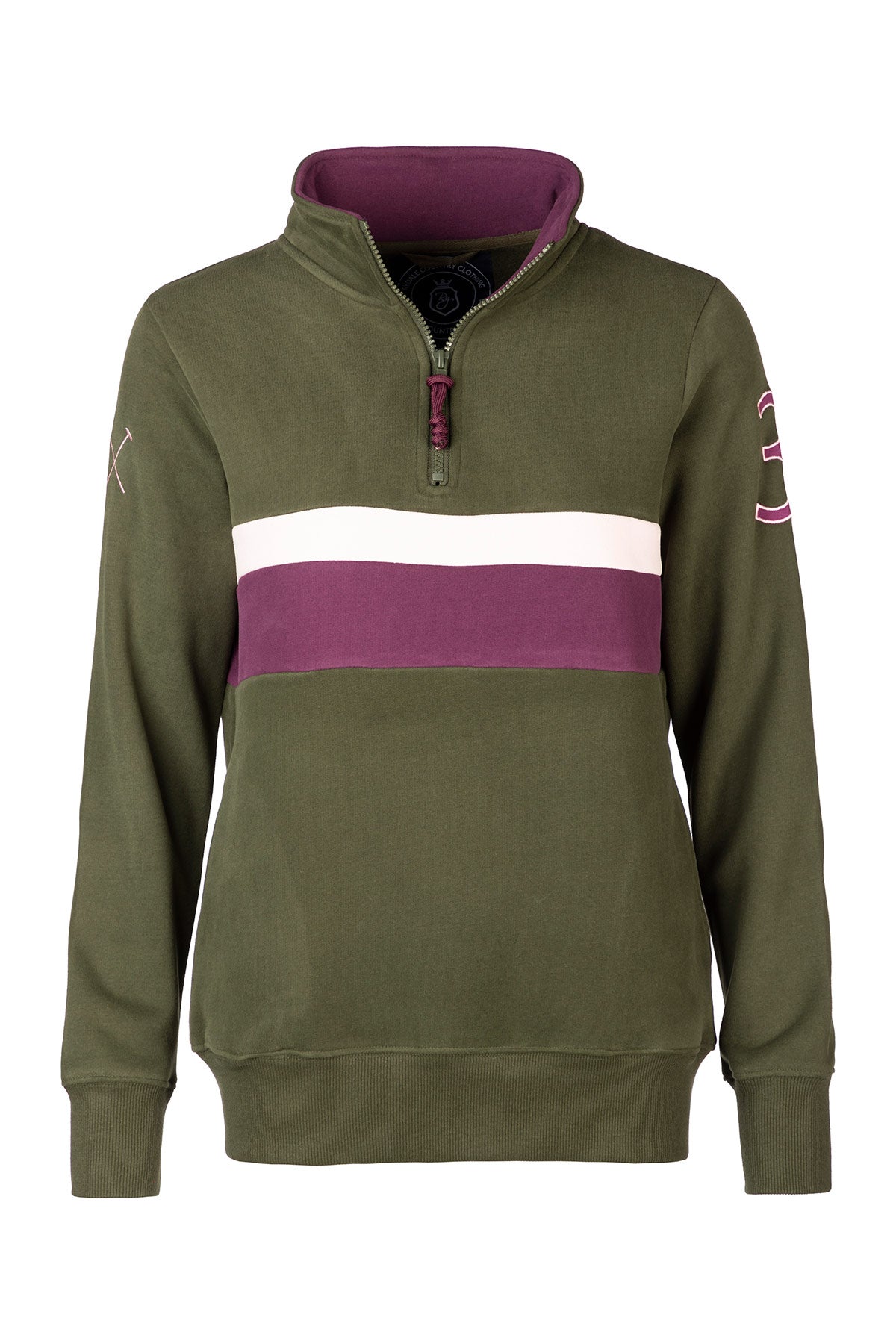 Olive/Damson - Ladies Stripe Sweatshirt - Bramham