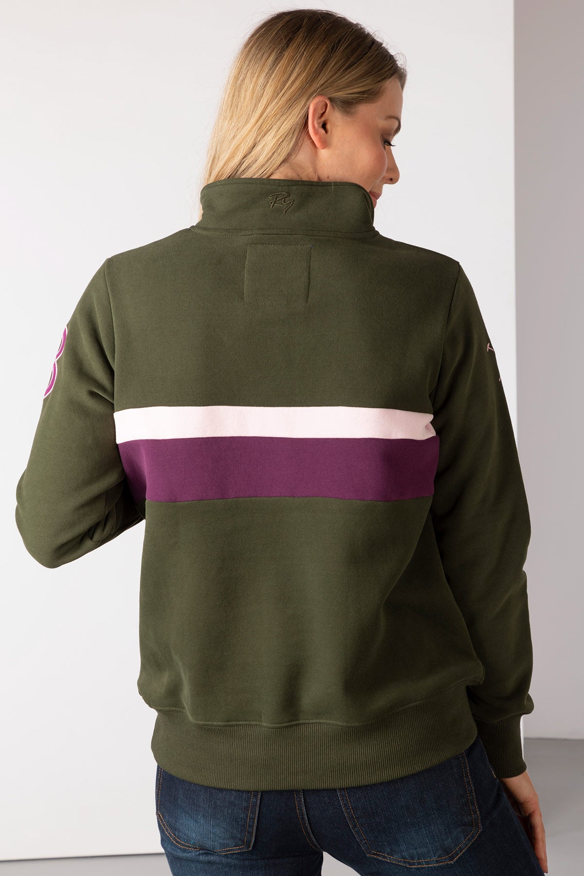 Olive/Damson - Ladies Stripe Sweatshirt - Bramham