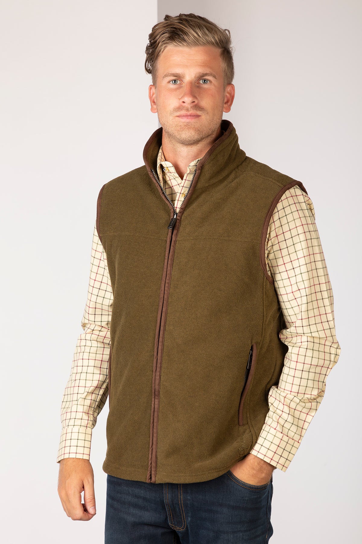 Military Green - Men's Fleece Waistcoat - Huggate