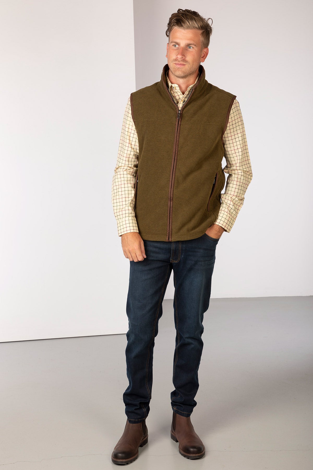 Military Green - Men's Fleece Waistcoat - Huggate