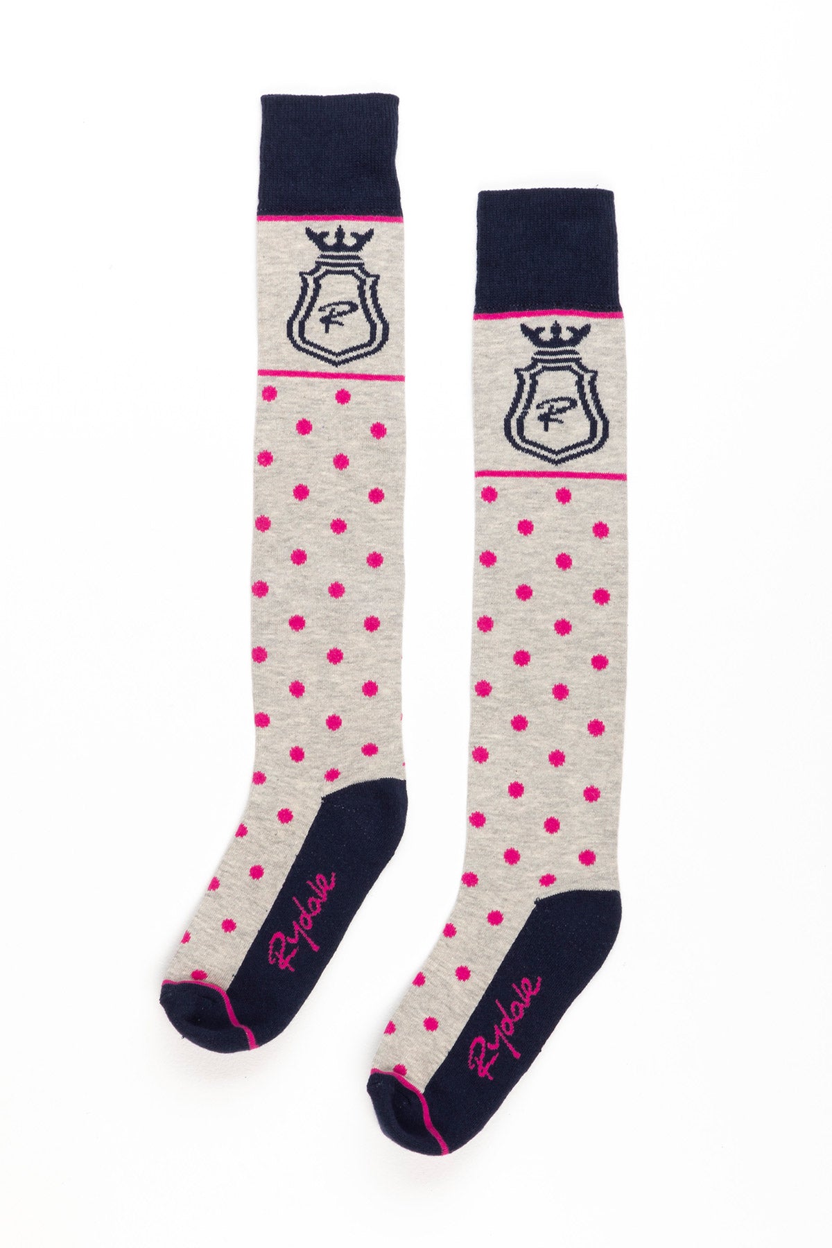 Marl Grey - Ladies Polka Dot Knee Length Riding Socks