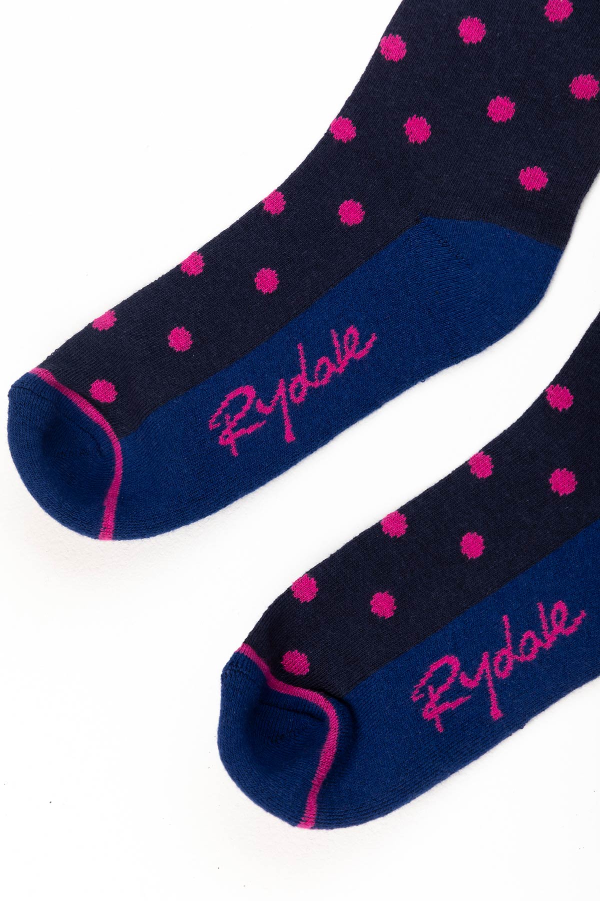 Navy - Ladies Polka Dot Knee Length Riding Socks