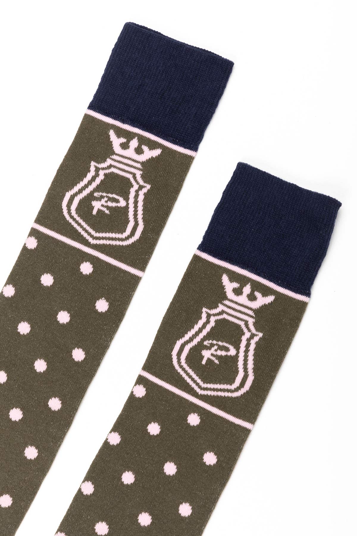Olive - Ladies Polka Dot Knee Length Riding Socks