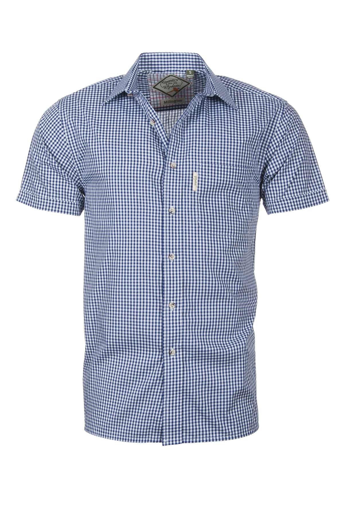 Millington Blue - Mens Easy Care Short Sleeved Shirt