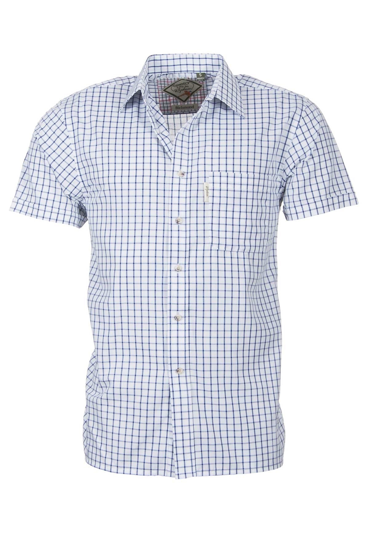 Richmond Navy/white - Mens Easy Care Short Sleeved Shirt
