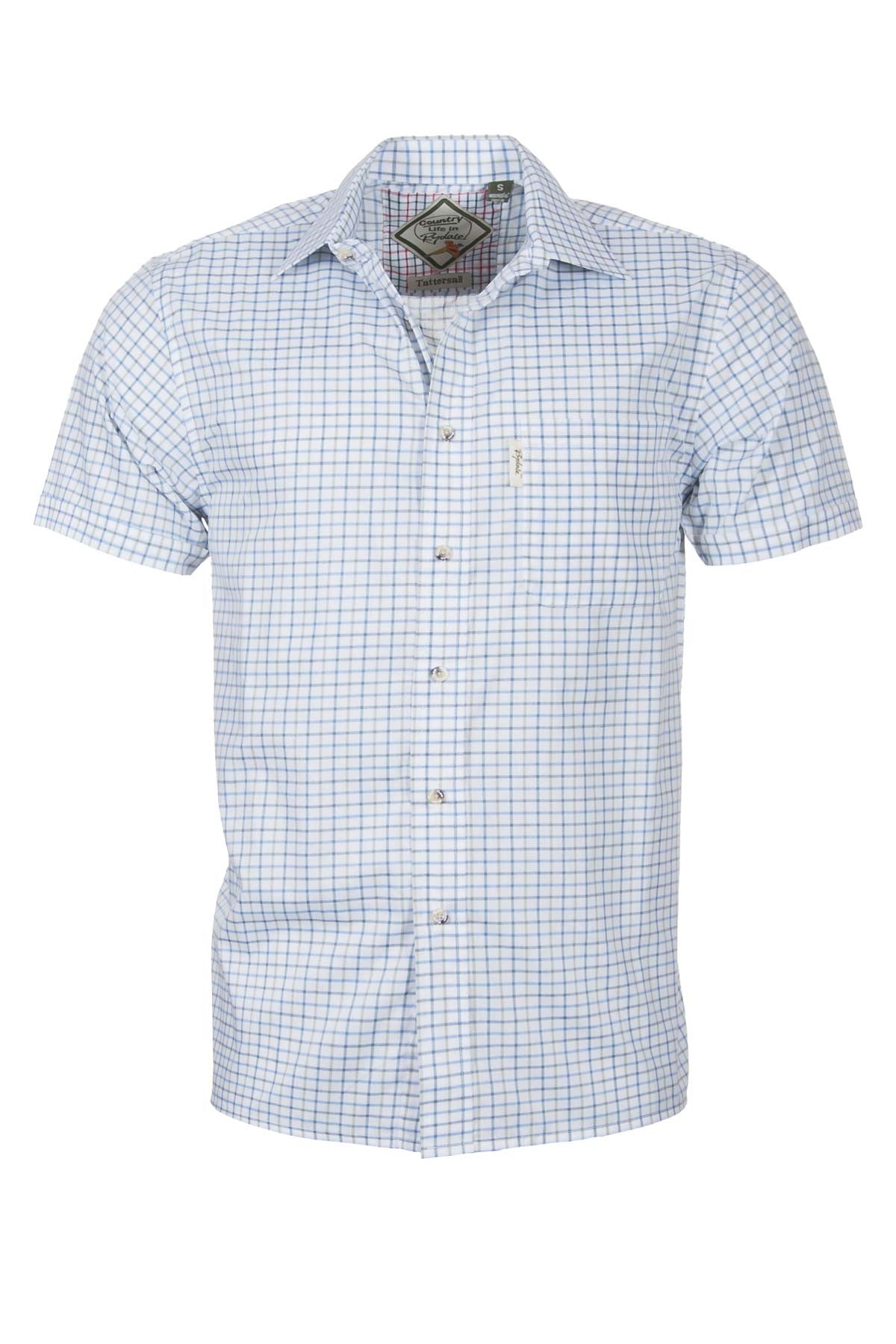 Tattersall Blue - Mens Easy Care Short Sleeved Shirt
