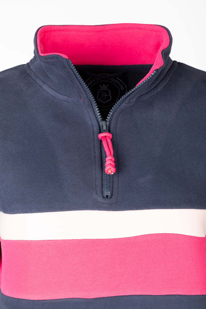 Navy/Bonbon - Ladies Stripe Sweatshirt - Bramham