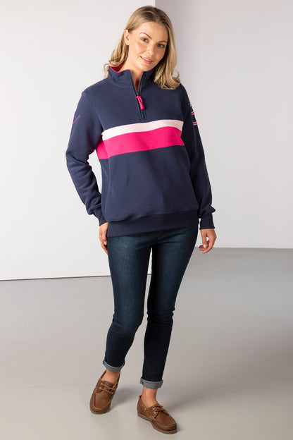 Navy/Bonbon - Ladies Stripe Sweatshirt - Bramham