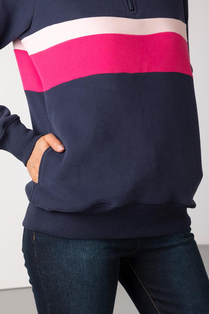 Navy/Bonbon - Ladies Stripe Sweatshirt - Bramham