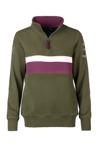 Olive/Damson - Ladies Stripe Sweatshirt - Bramham
