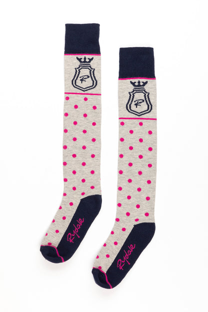 Marl Grey - Ladies Polka Dot Knee Length Riding Socks