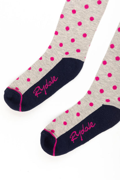 Marl Grey - Ladies Polka Dot Knee Length Riding Socks