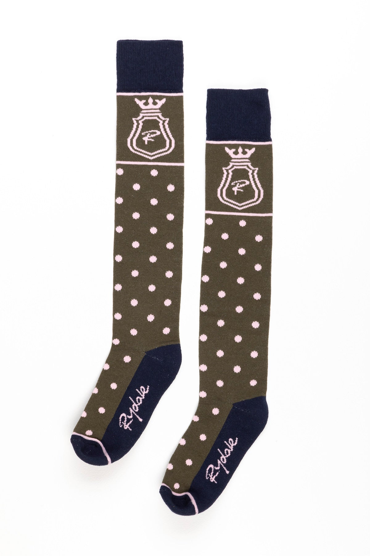 Olive - Ladies Polka Dot Knee Length Riding Socks