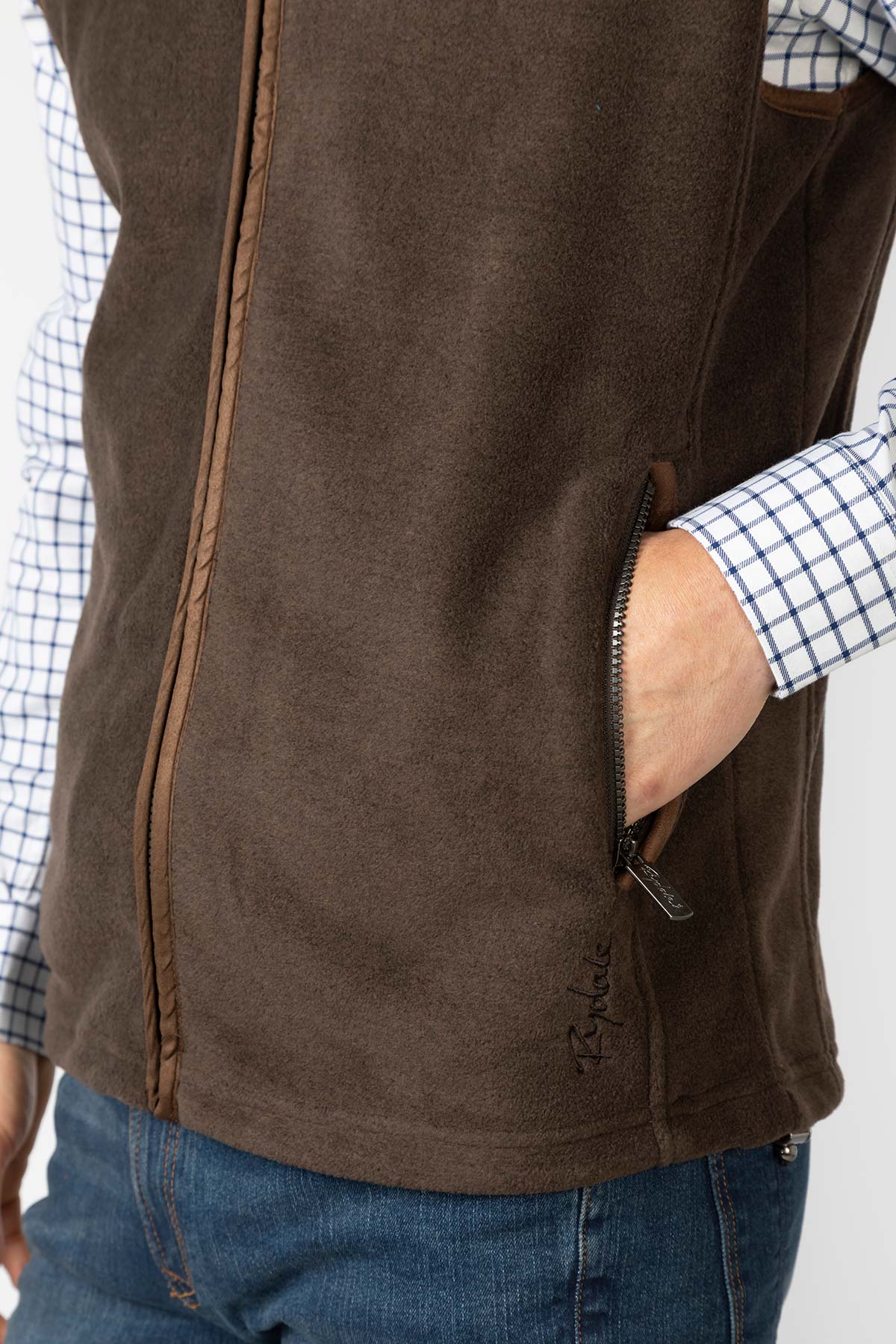 Dark Brown - Men's Fleece Waistcoat - Huggate