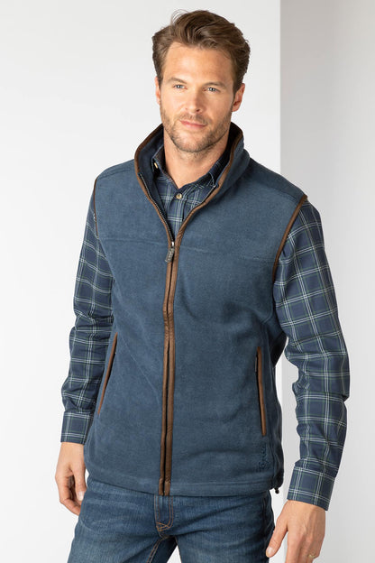 Mid Navy - Men's Fleece Waistcoat - Huggate