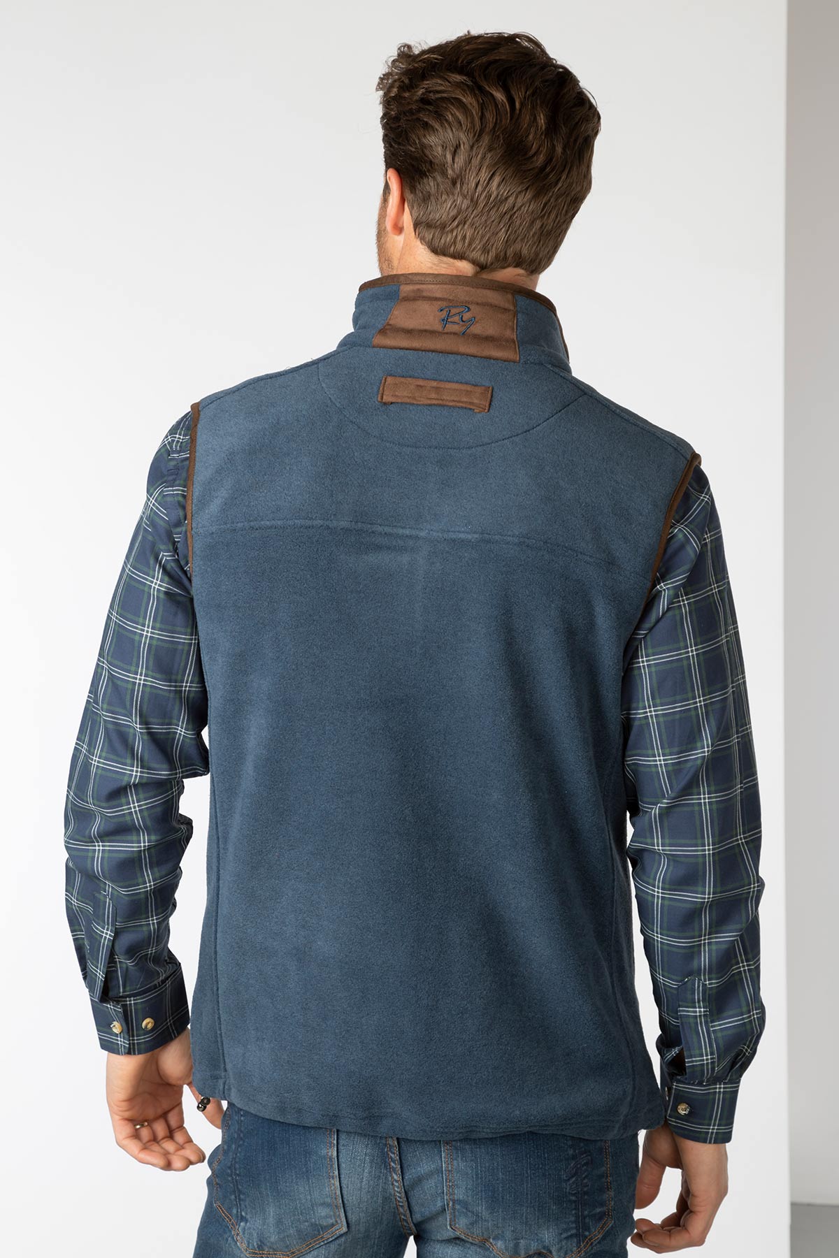 Mid Navy - Men's Fleece Waistcoat - Huggate