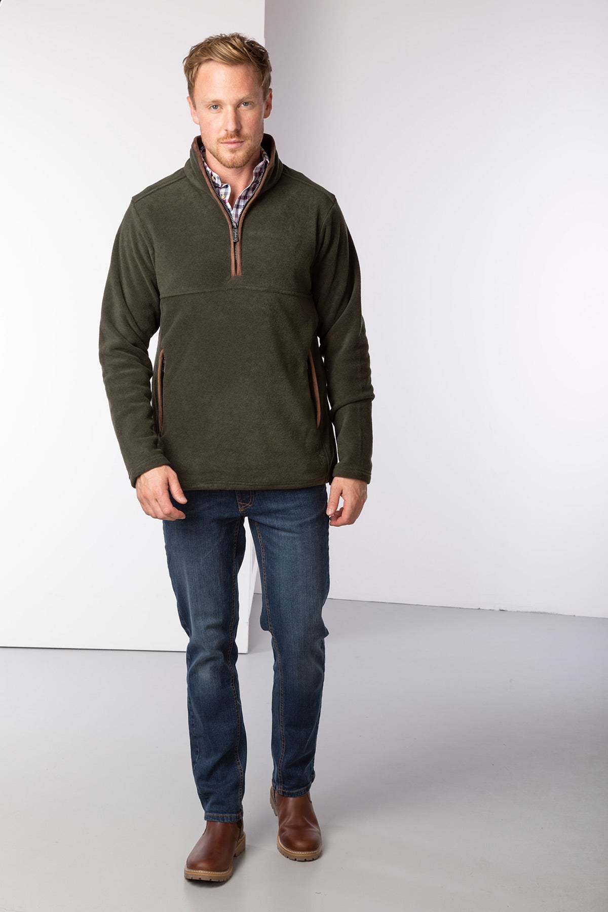 Khaki - Mens Huggate Overhead Fleece