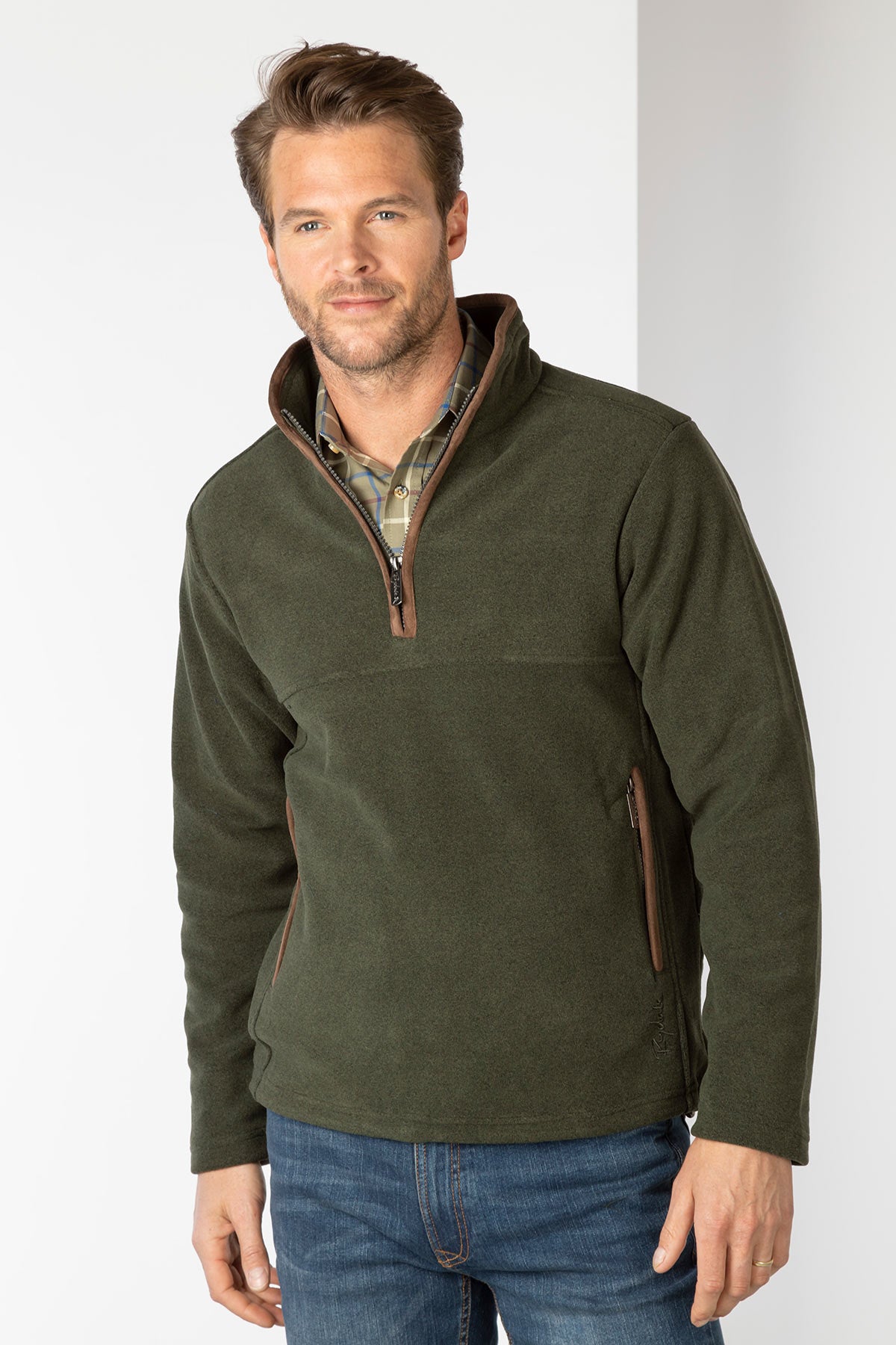 Marl Khaki - Mens Huggate Overhead Fleece