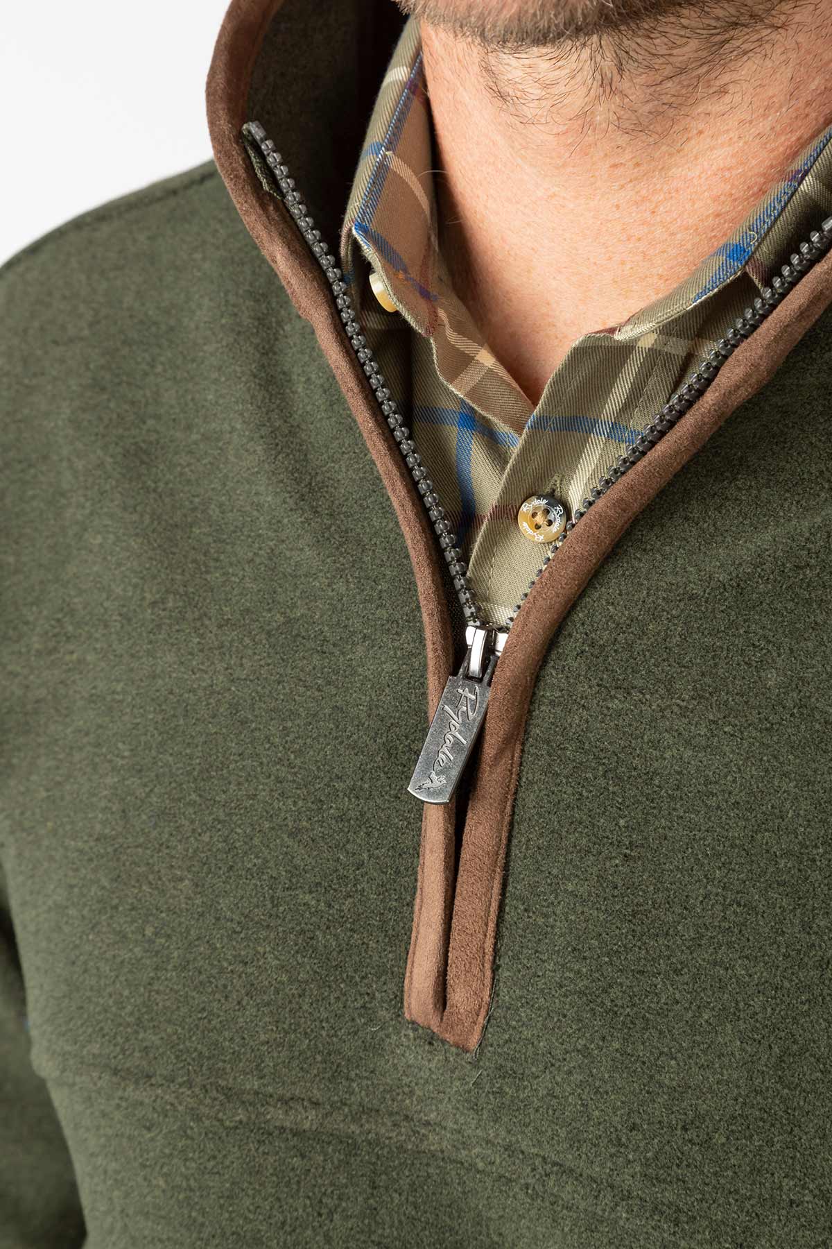 Marl Khaki - Mens Huggate Overhead Fleece