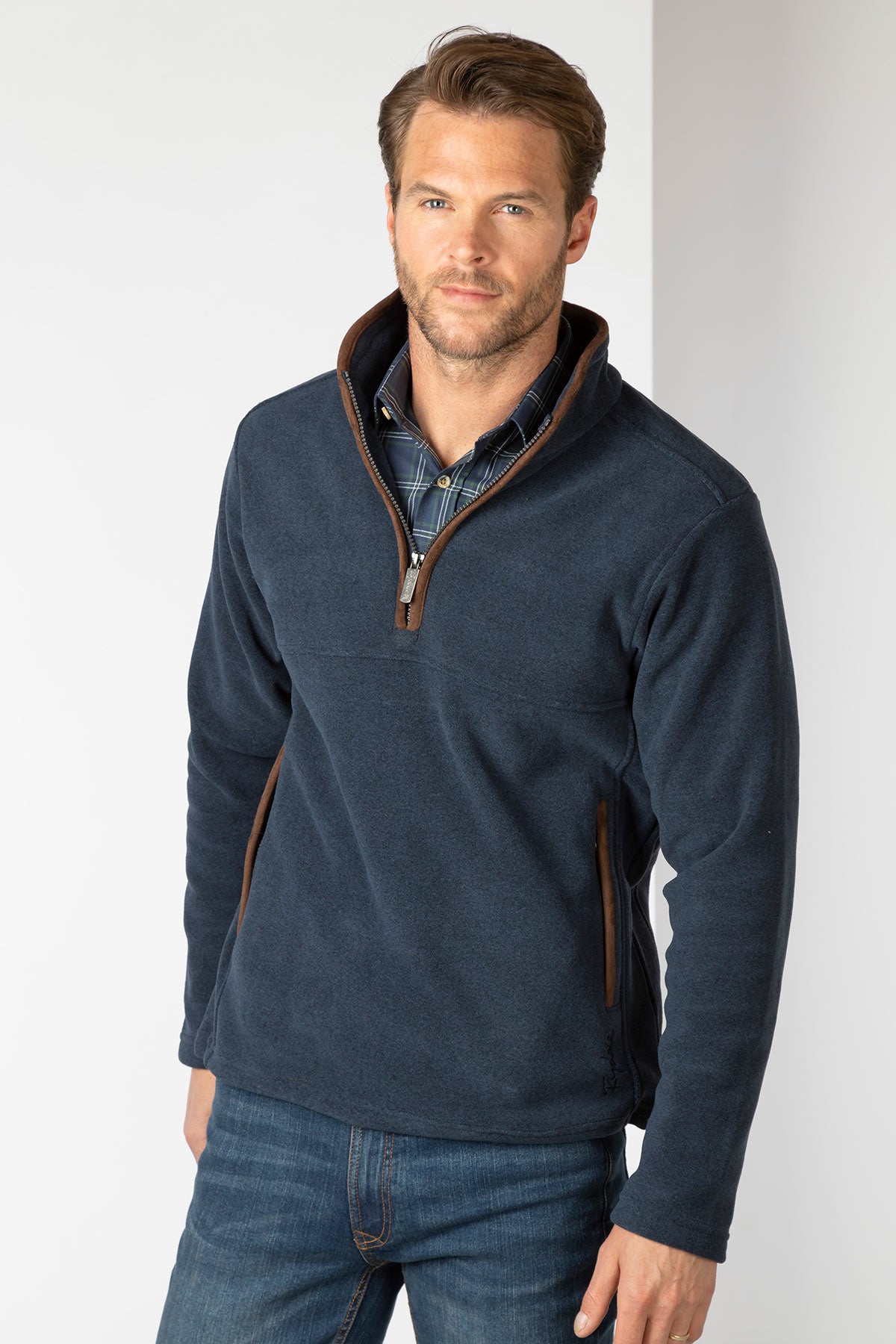 Marl Navy - Mens Huggate Overhead Fleece