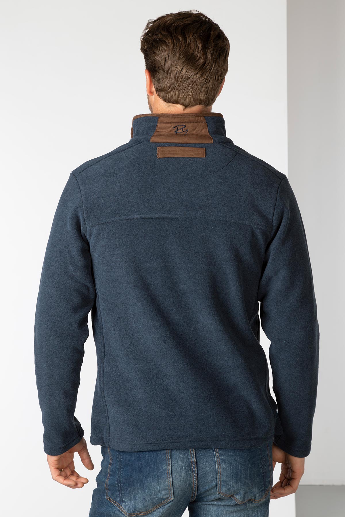 Marl Navy - Mens Huggate Overhead Fleece