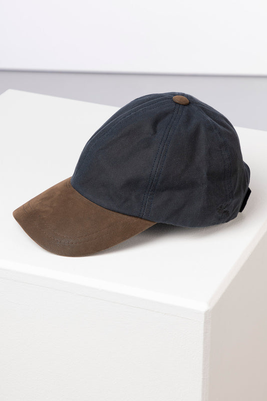 Navy - Men's Wax Baseball Cap with Nubuck Peak - Danby
