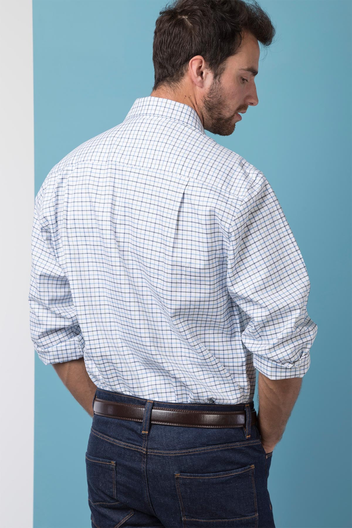 Tattersall Blue - Mens 100% Cotton Shooting Shirt
